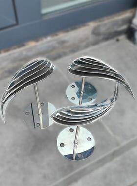 户外不锈钢镜面荷花鱼雕塑定制金属抽象小鱼动物摆件庭院水池景观