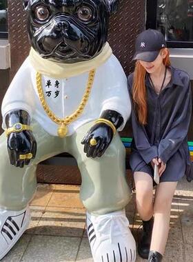 雕塑定制玻璃钢卡通人物雕像树脂模型户外大型门口吉祥物法斗摆件