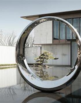 大型不锈钢假山雕塑定制切片镂空山形鹅卵石水景造型户外落地摆件