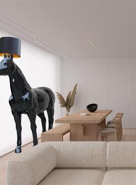 玻璃钢大马雕塑落地摆件酒店会所客厅大厅装饰工程室内摆设品户外