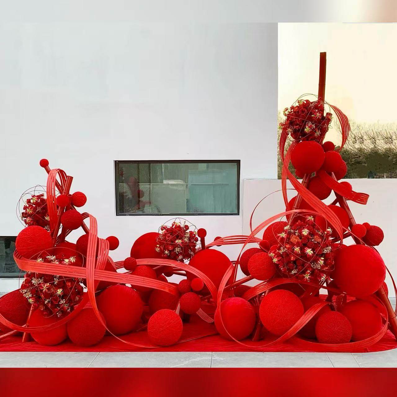 红色毛线球新年元旦店铺装饰道具新中式氛围感商业美陈场景布置,淘宝优惠券,粉丝福利购,淘宝优惠卷