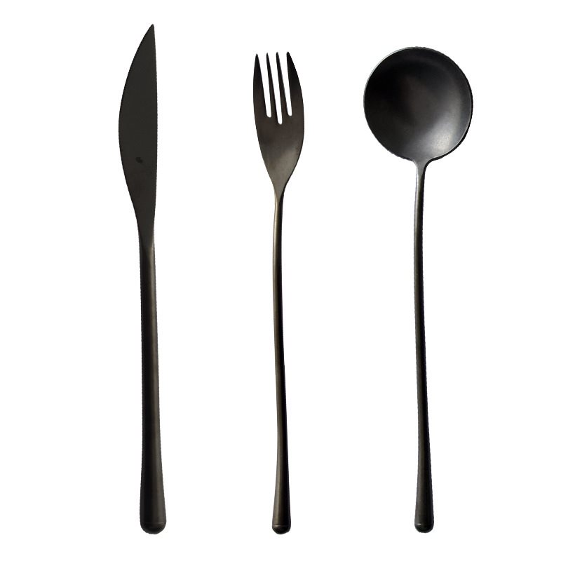 Black matte stainless steel tableware West fork meals-图3