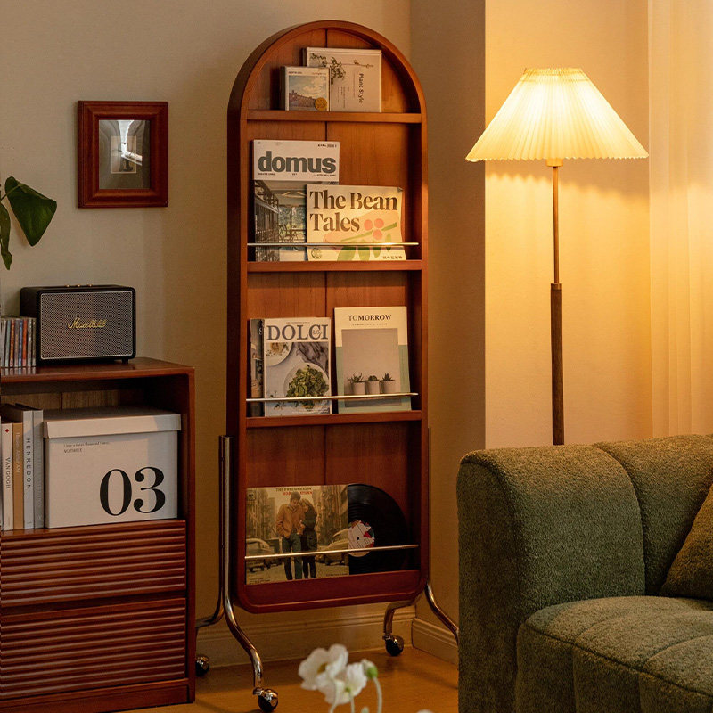 复古落地全身镜家用创意杂志书报置物架中古可移动实木试穿衣玄关,淘宝优惠券,粉丝福利购,淘宝优惠卷