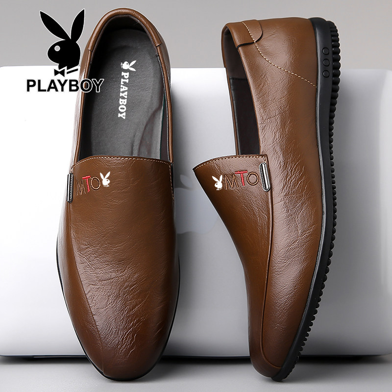 花花公子豆豆鞋男2025新款秋季真皮软底一脚蹬男士乐福鞋休闲皮鞋,淘宝优惠券,粉丝福利购,淘宝优惠卷