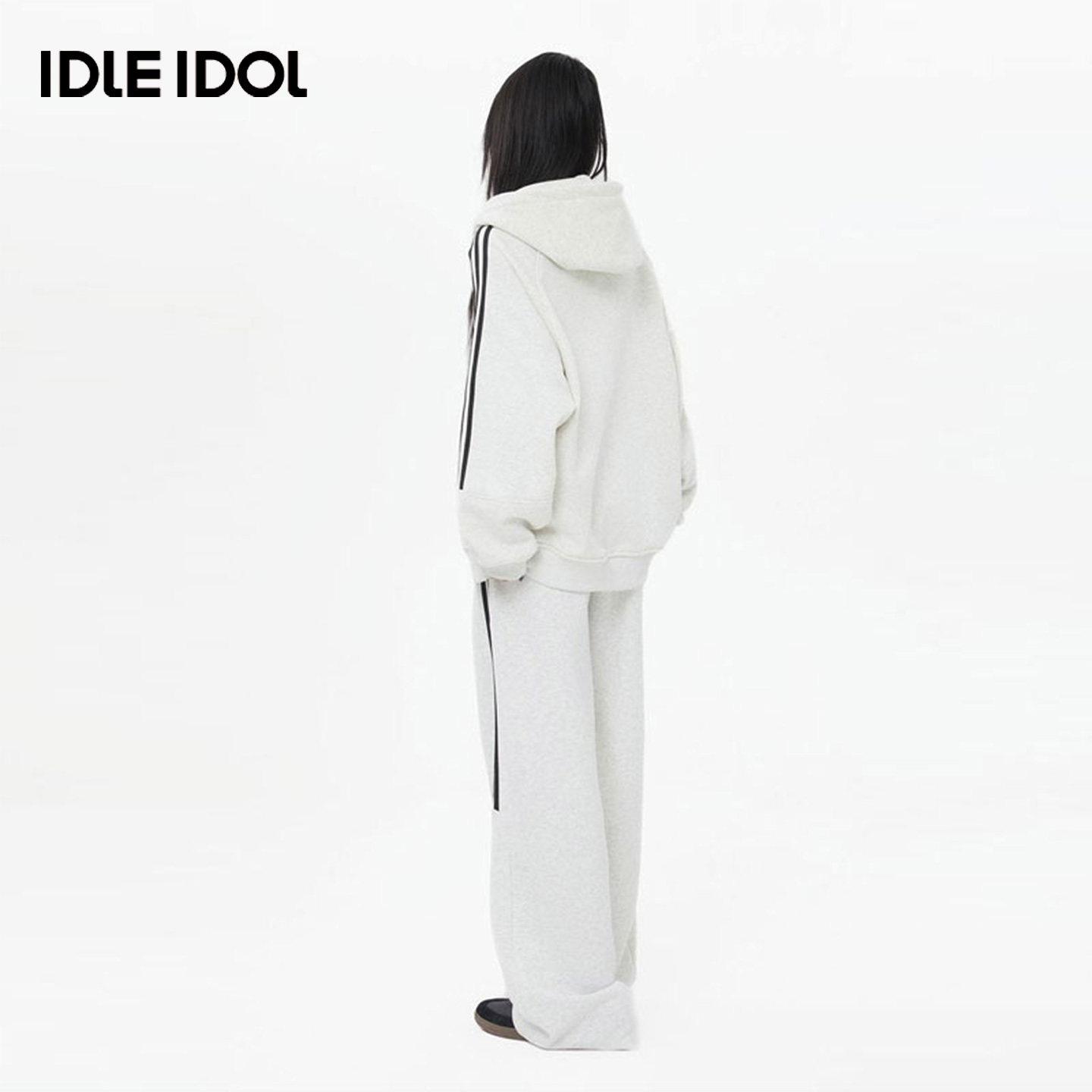 Idle Idol美式条纹撞色运动套装男女同款春秋季连帽开衫情侣外套,淘宝优惠券,粉丝福利购,淘宝优惠卷