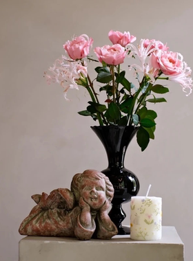 CO·中古黑硝子花器瓶高硼