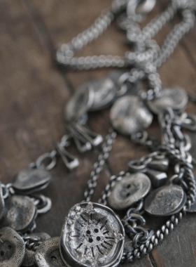 MOUNTMESU 工匠重工纽扣项链-Silver Buttons NecklaceII先锋暗黑