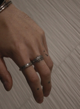 MOUNTMESU 套组3枚錾刻肌理戒指-3RingCombo纯银先锋