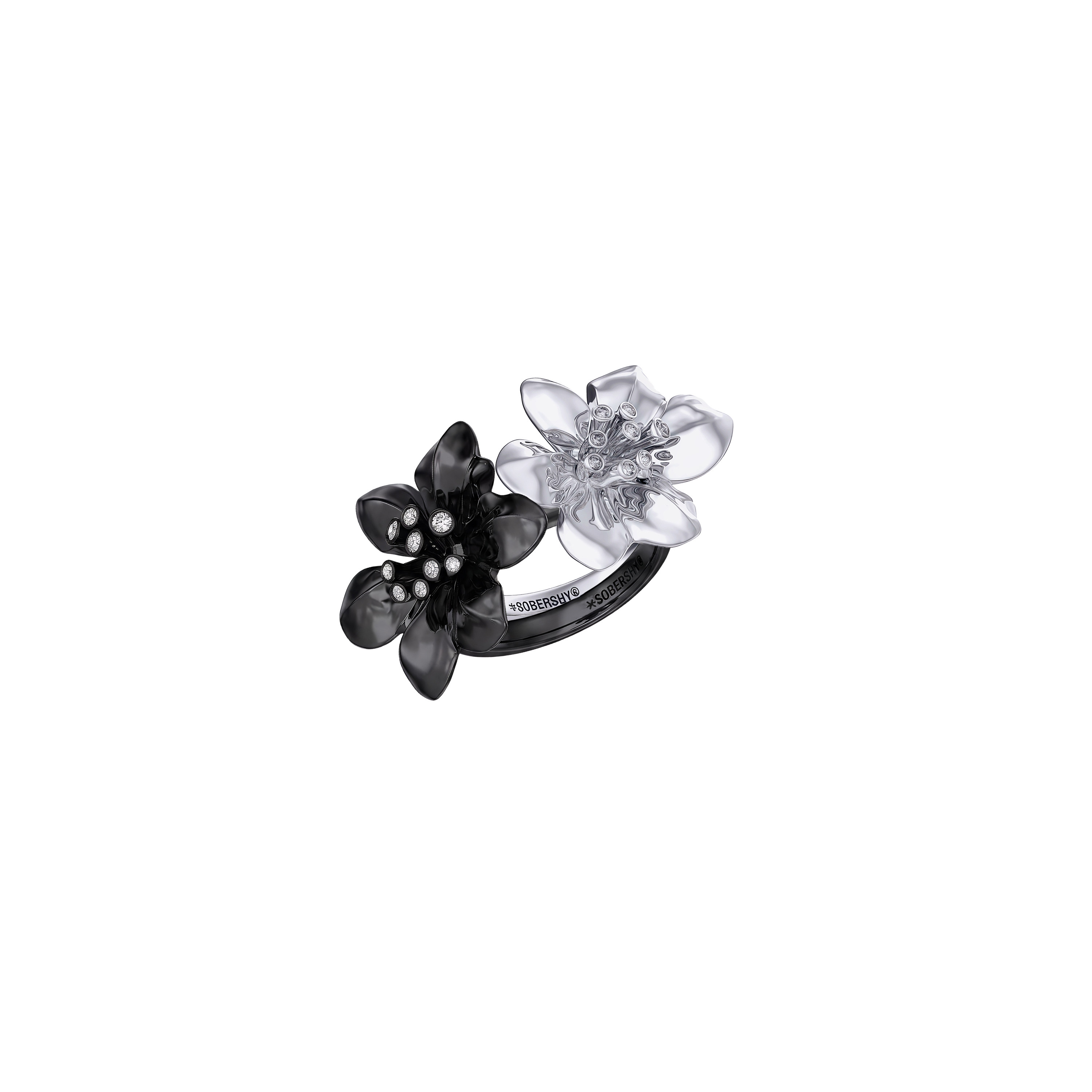 Twin Lily Flower Plain Ring 3 Colors