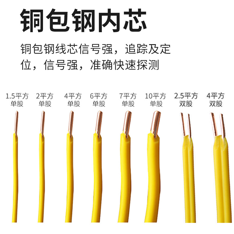 地埋示踪线可探测天燃气专用探测线PE管道示踪线铜包钢金属示踪线-图2