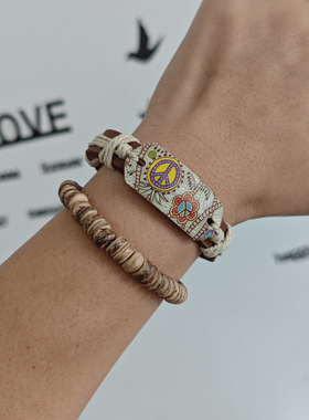 创意文艺简约编织手环套装女学生复古新中式烫画手绳可调节小众