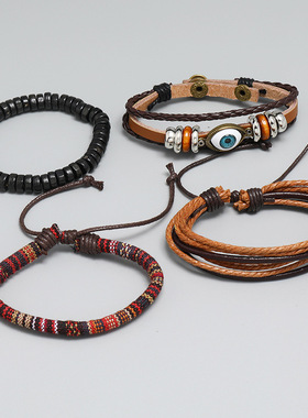 栗色眼睛手链四件套装网红轻奢ins民族风文艺创意手串潮流学生男