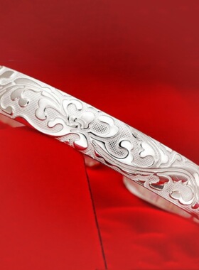 国风锦绣富贵花卉雕刻手环 韩版复古淘宝货源繁花似锦手镯手环