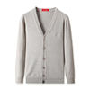 Pierre Cardin 100% pure wool cardigan men's sweater middle-aged dad knitted thickened coat V-neck cashmere sweater