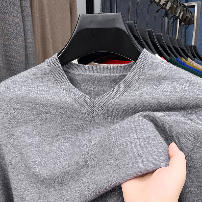 皮尔卡丹男装毛衣100%羊毛2025春秋羊绒衫薄款V领贴身打底针织衫,淘宝优惠券,粉丝福利购,淘宝优惠卷