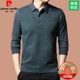 Pier Cardin pure cashmere sweater men's spring and autumn thin fake two-piece sweater men's shirt collar thickened knitted base shirt