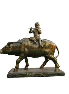 玻璃钢农耕人物雕塑定制仿铜雕像户外牛拉犁大型园林景观铸铜摆件