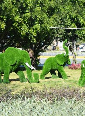 户外绿植大象雕塑庭院花园售楼部游乐场玻璃钢动物吉祥物摆件装饰