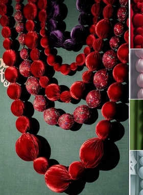 户外婚礼布艺球珍珠串背景装饰道具生日派对布置网红橱窗拍照道具