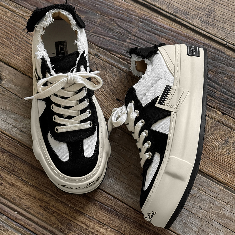 【吴建豪同款】原创厚底帆布鞋透气男女款增高运动休闲板鞋德训鞋 - 图3