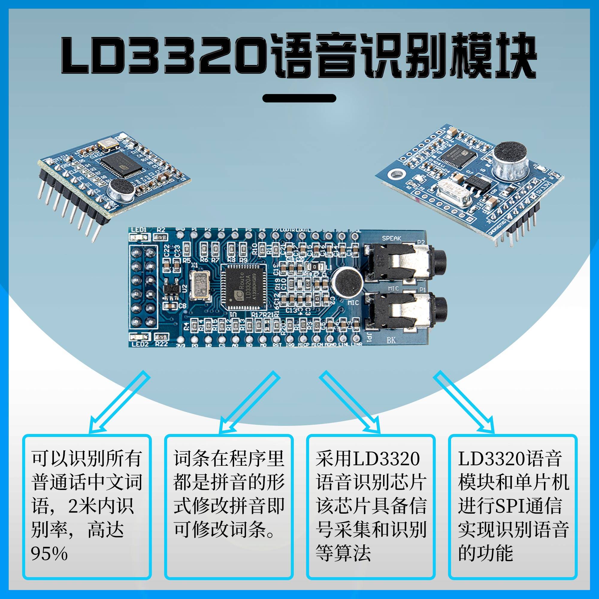 绿深 LD3320语音识别模块 STM32/51单片机语音识别控制家电设计-图2