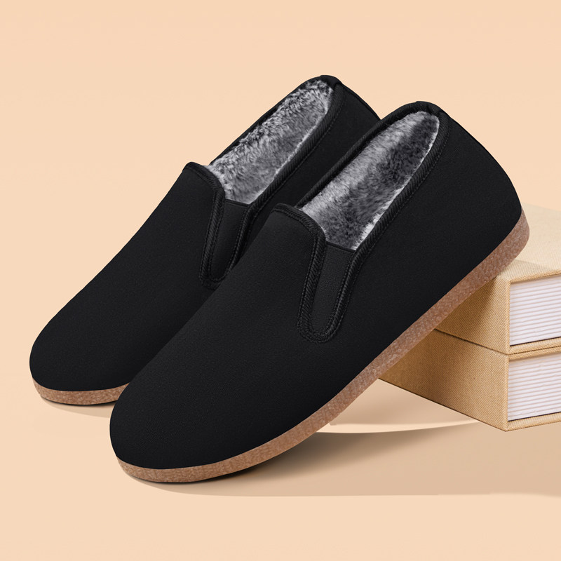 老北京布鞋男秋冬棉鞋加绒加厚保暖防滑牛筋底正品软底老人爸爸鞋 - 图3