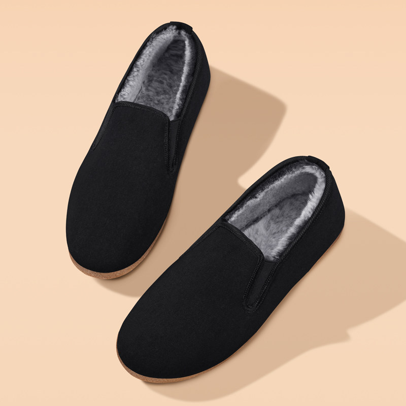 老北京布鞋男秋冬棉鞋加绒加厚保暖防滑牛筋底正品软底老人爸爸鞋 - 图0