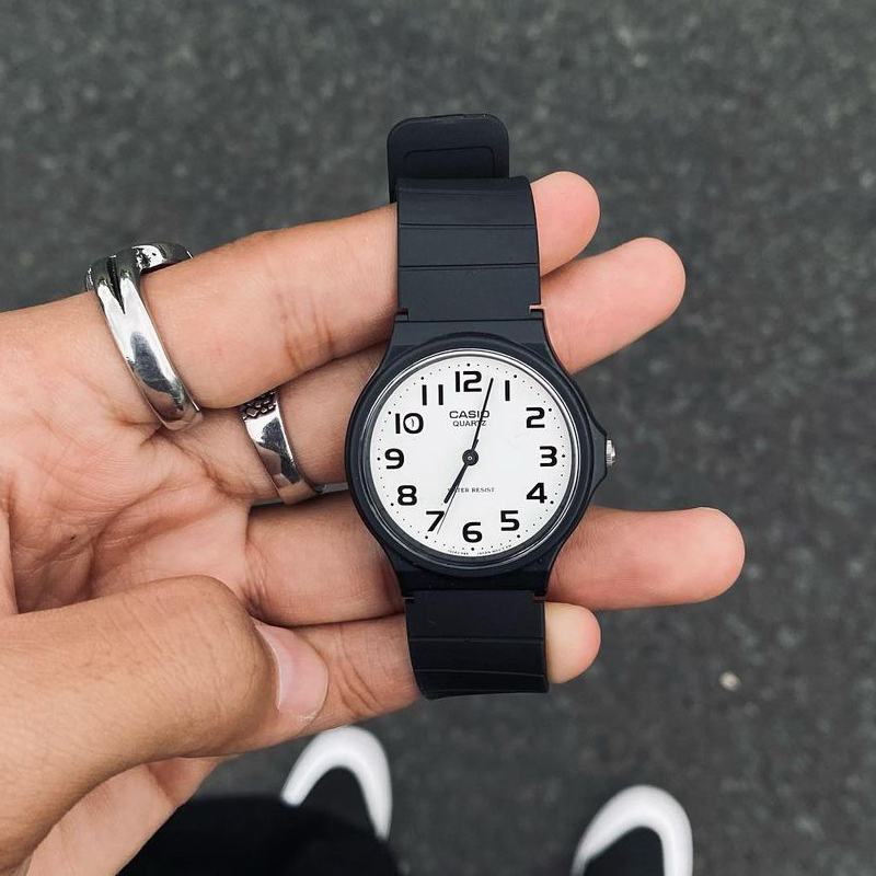 CASIO卡西欧手表学生乔妹同款考试运动小黑表男女MQ-24-1B2 7B2礼 - 图0