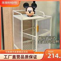 Living Room Zero Food Cabinet With Door Swivel Small Cart Shelve Toy Cabinet Home Kitchen Floor Multifunctional Containing a