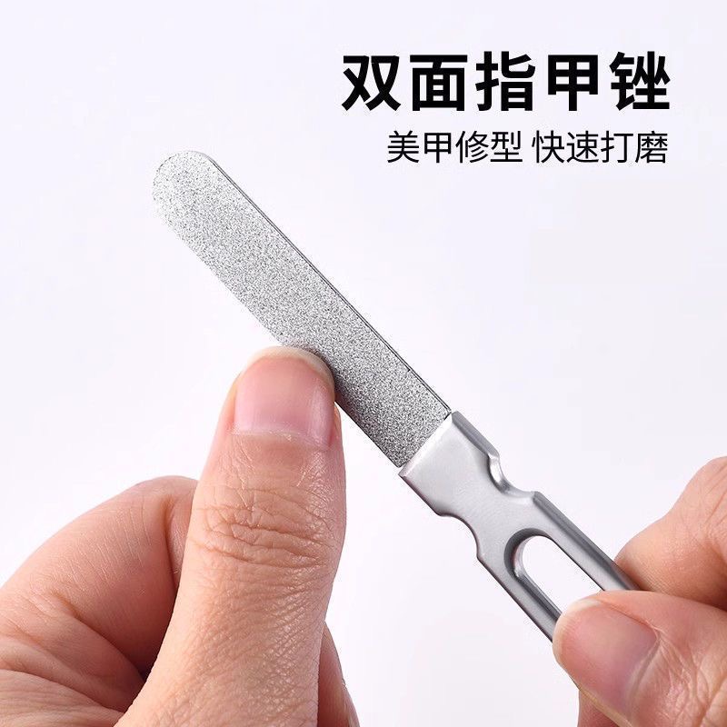 德国精工指甲锉刀不锈钢双面磨甲器打磨修型美甲工具高档指甲锉条 - 图1