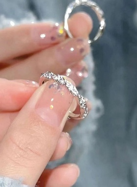 麻花缠绕款食指戒素圈轻奢小众