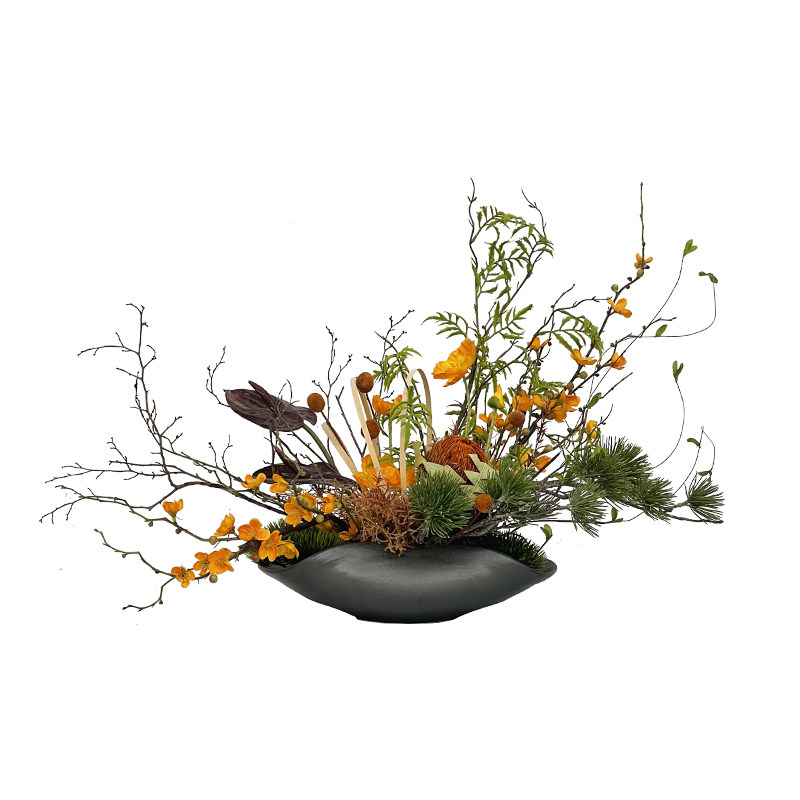 新中式仿真花艺售楼处酒店客厅茶几玄关干花造型装饰桌面创意摆件