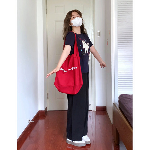 纯色显瘦松紧高腰休闲裤阿殊 ASOUL 微胖小个子显高显瘦裤子 - 图0