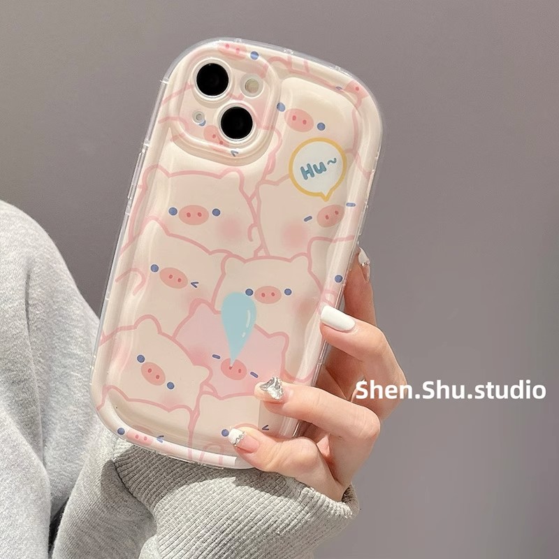 粉色卡通猪猪适用小米15手机壳小米14/13/12气垫硅胶防摔civi4Pro可爱红米note14全包k80/70日韩turbo3保护套 - 图1