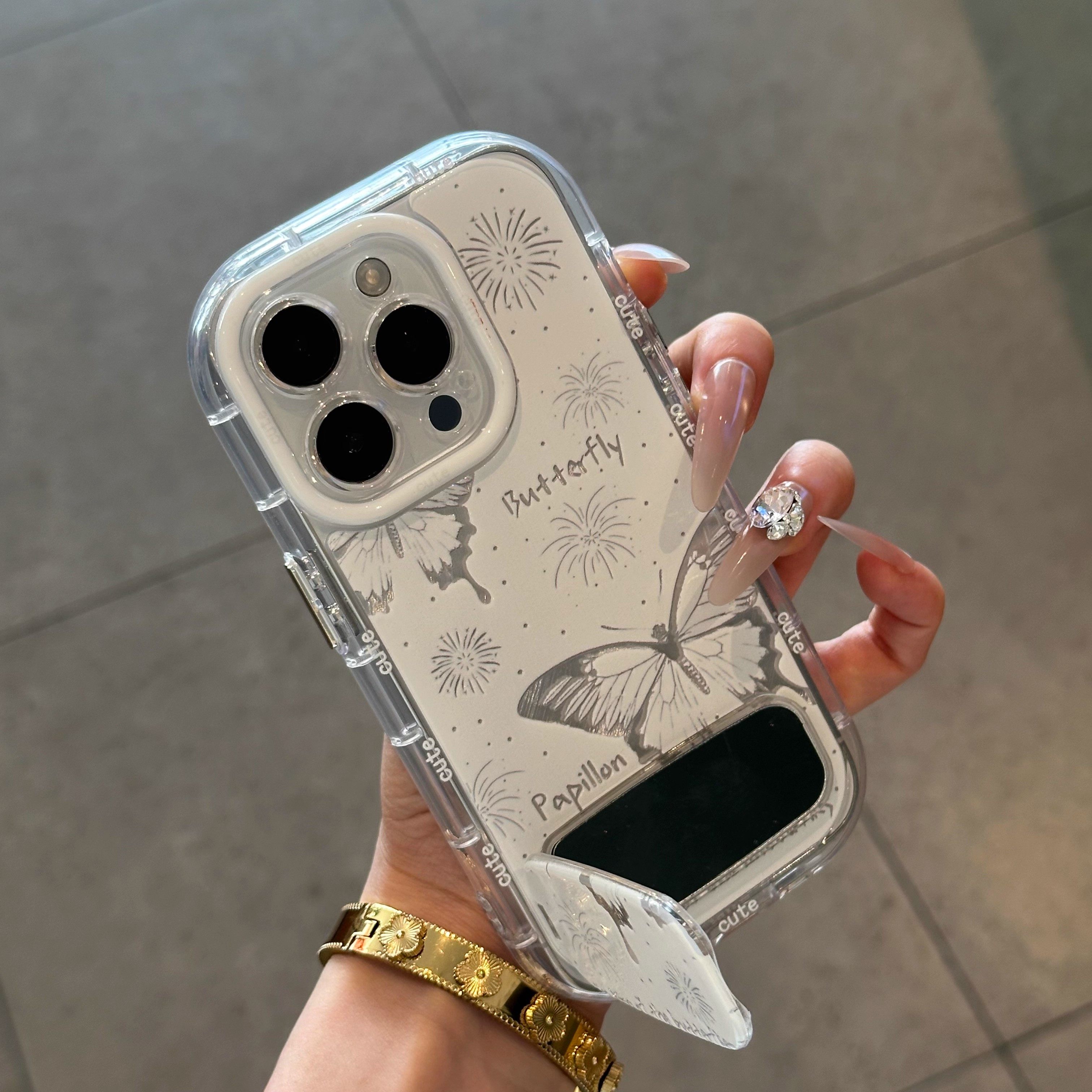 小猫蝴蝶镜子支架适用小米17pro手机壳米15/14/13新款动漫k90/k80卡通可爱note15/14女turbo4全包防摔保护套,淘宝优惠券,粉丝福利购,淘宝优惠卷