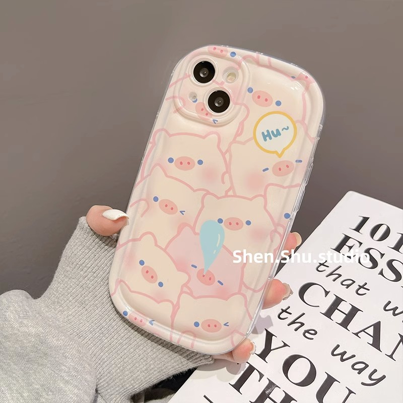 粉色卡通猪猪适用小米15手机壳小米14/13/12气垫硅胶防摔civi4Pro可爱红米note14全包k80/70日韩turbo3保护套 - 图3