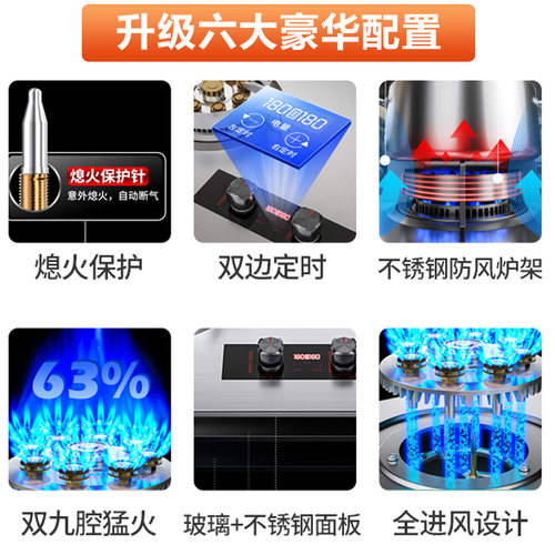 樱花大火力燃气灶双灶家用台式嵌入式天然液化气节能猛火煤气灶具 - 图1