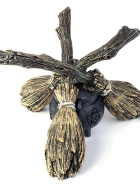 Besom水晶球摆件展示架树脂扫帚塔罗桌面装饰支架水晶球底座球座