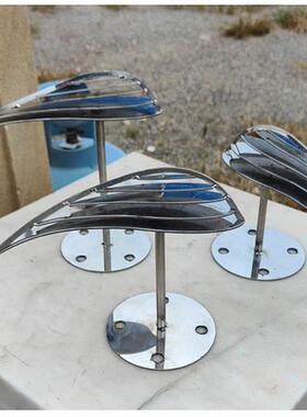 户外不锈钢镜面荷花鱼雕塑定制金属抽象小鱼动物摆件庭院水池景观