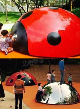 不锈钢七星瓢虫雕塑公园花园摆件甲壳虫坐凳铁艺昆虫仿商场装饰