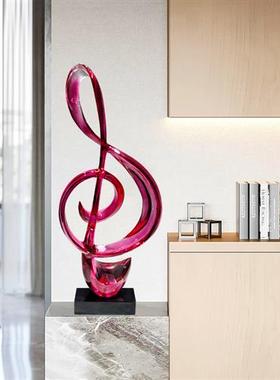 现代轻奢透明音符摆件酒吧音乐厅树脂乐器雕塑客厅玄关装饰工艺品