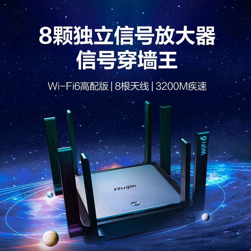 锐捷星耀WiFi6无线路由器X32 Pro 家用千兆高速mesh组网穿墙王 双频5G光纤大功率户型 官方旗舰店 - 图0