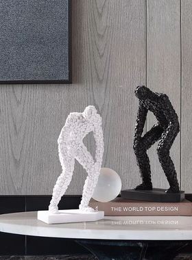 现代轻奢极简马赛克人物摆设客厅茶几隔断书房书柜软装饰品