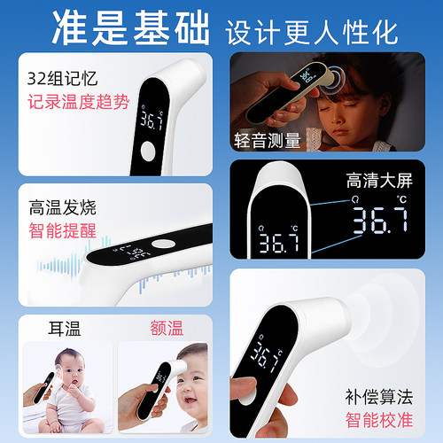 医用级耳额温枪电子体温计婴幼儿专用儿童家用精准温度计测人体温 - 图1
