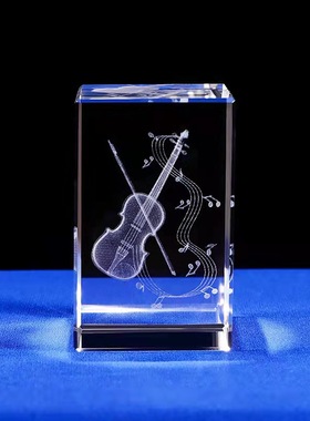 音乐创意小水晶工艺品3D模型内雕吉他萨克斯乐器镇纸摆件纪念礼品