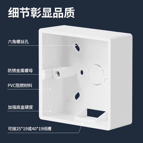加厚86型开关插座面板明装底盒PVC接线盒布线盒86型通用双联底盒 - 图1