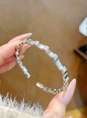 足银9999钢琴键实心拉丝手镯