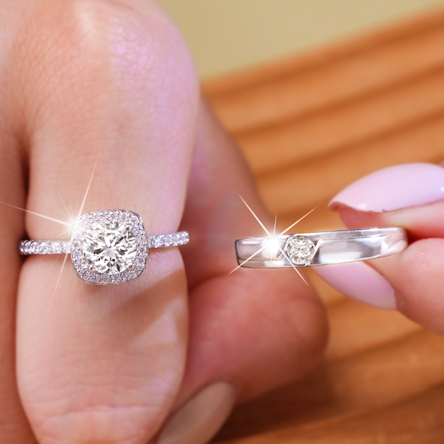 1 carat moissanite sugar cube platinum plated diamond ring