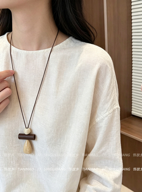 新中式几何吊坠项链女配饰毛衣链