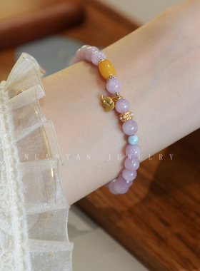 暖言天然紫水晶手链女紫锂辉手串小众设计感转运轻奢古风礼物闺蜜